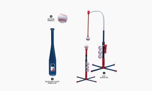 Baseball-Batting-Tee,-Stand-Set-for-Youth,-Toddlers---Youth-Baseball,-Softball,-Teeball-Hitting-Tee-Set